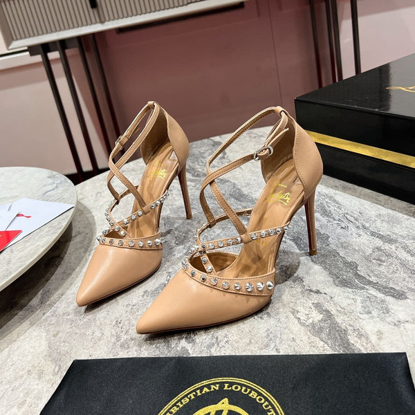 CL Tatooshka Spikes Pump 100mm Nappa Leather Nude