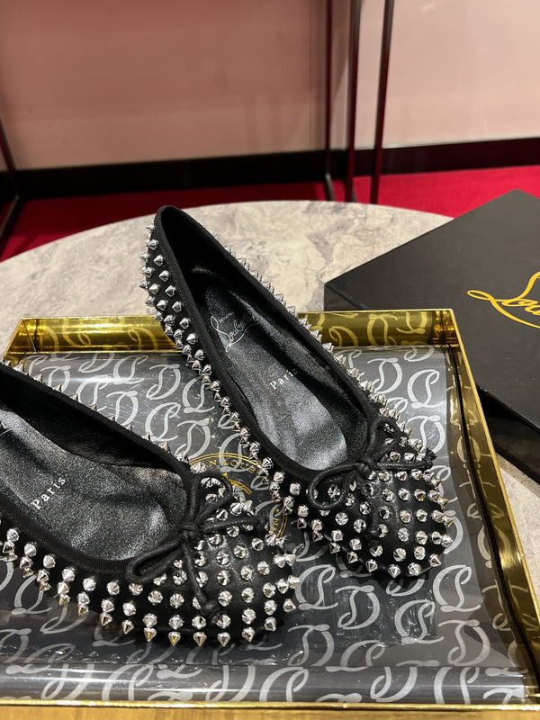 CL Sweetie Jane Spikes Ballerina Pump Nappa Leather Black