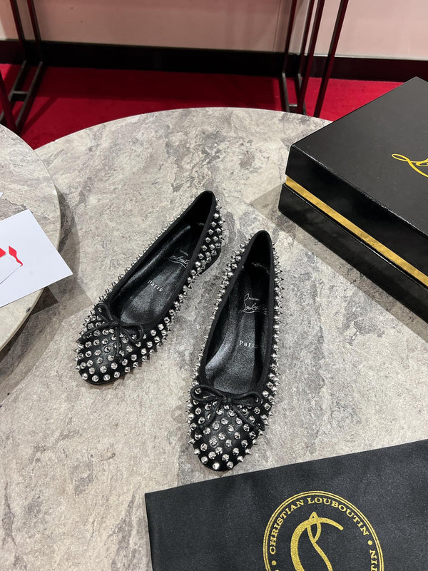 CL Sweetie Jane Spikes Ballerina Pump Nappa Leather Black