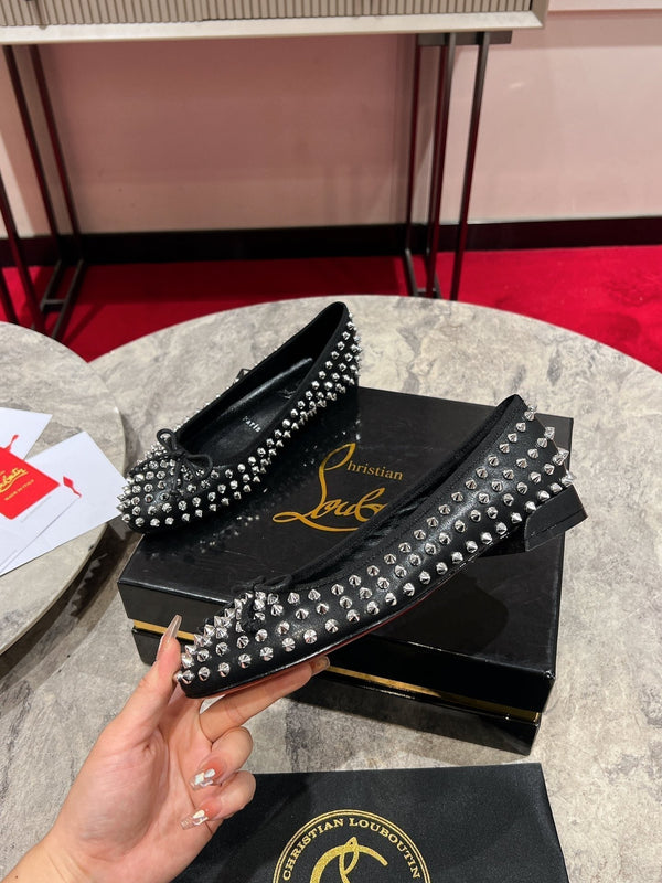 CL Sweetie Jane Spikes Ballerina Pump Nappa Leather Black