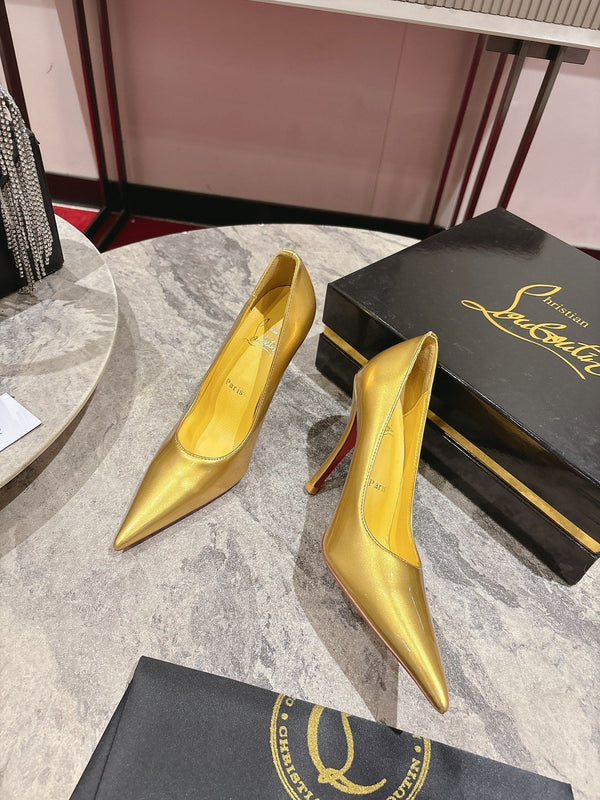 CL Kate Pumps 100mm Yellow Shiny Calfskin 345985