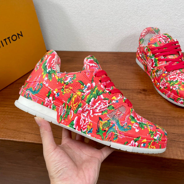 LV TRAINER RED PATTERN MONOGRAM CALFSKIN