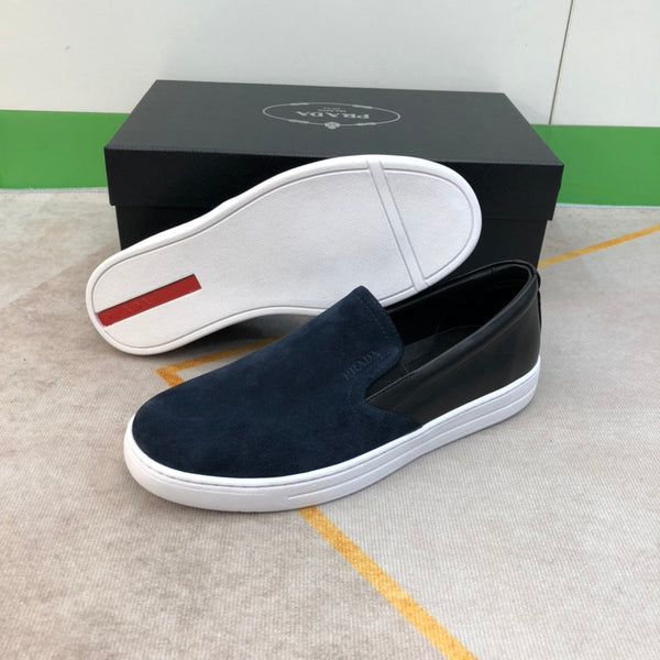 PRA LOAFER IN MIDNIGHT BLUE SUEDE AND BLACK CALFSKIN