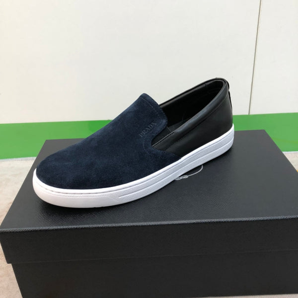 PRA LOAFER IN MIDNIGHT BLUE SUEDE AND BLACK CALFSKIN