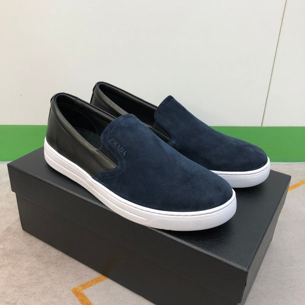 PRA LOAFER IN MIDNIGHT BLUE SUEDE AND BLACK CALFSKIN