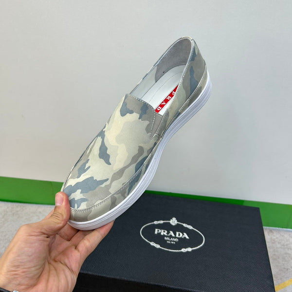 PRA LOAFER IN CAMO PATTERN LIGHT GREEN SUEDE