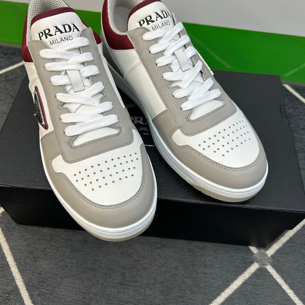 SNEAKER PRA DOWNTOWN IN PELLE BIANCA MIX GRIGIO E ROSSA