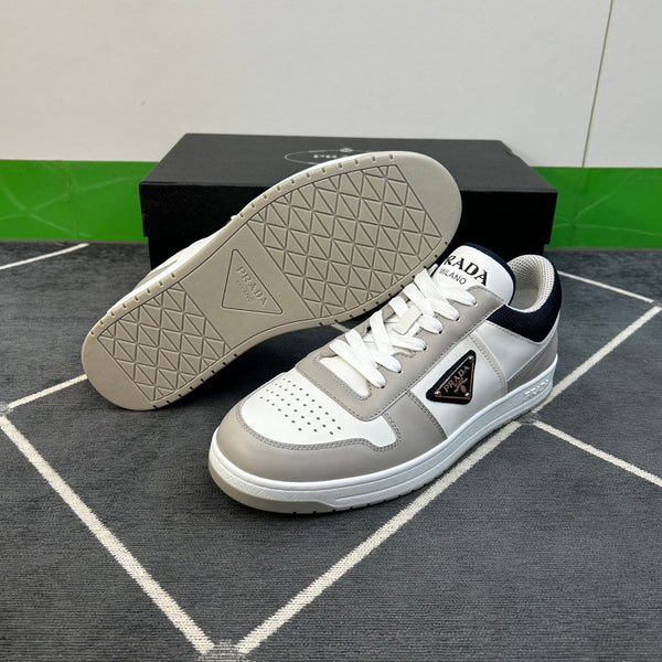 SNEAKER PRA DOWNTOWN IN PELLE BIANCA MISTA GRIGIO E NERA
