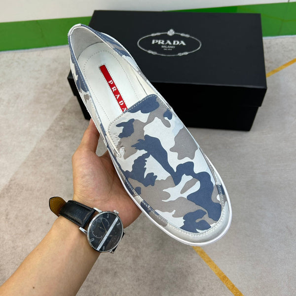 PRA LOAFER IN CAMO PATTERN LIGHT BLUE SUEDE