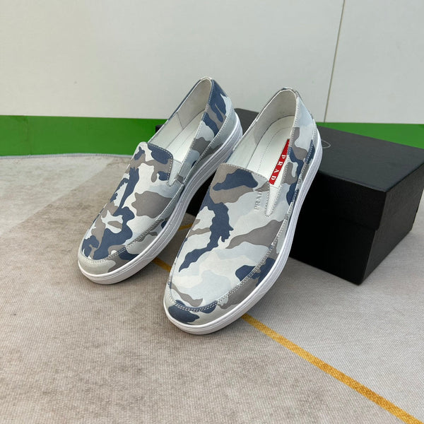 PRA LOAFER IN CAMO PATTERN LIGHT BLUE SUEDE