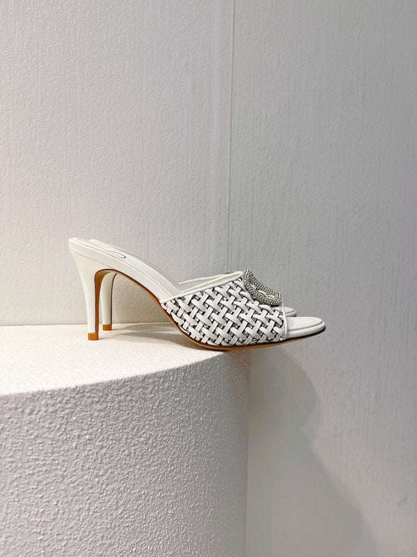 VT High Heeled Sandals White Sheepskin 292788