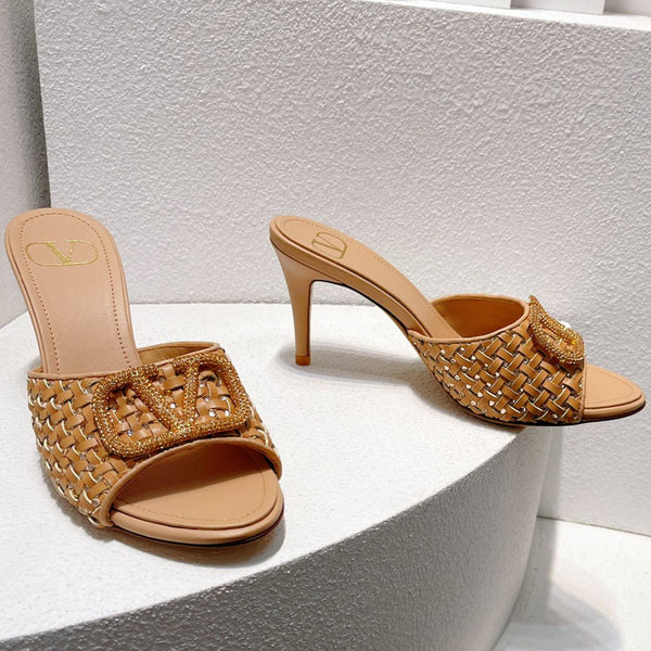 VT High Heeled Sandals Pure Brown Sheepskin 292789