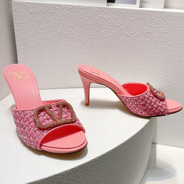 VT High Heeled Sandals Pink Sheepskin 292790