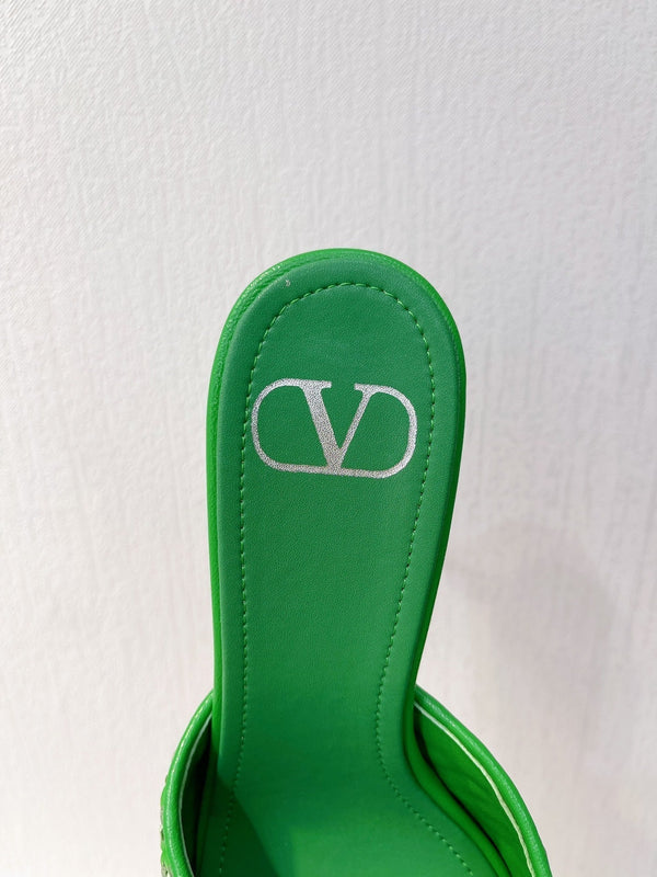 VT High Heeled Sandals Green Sheepskin 292791