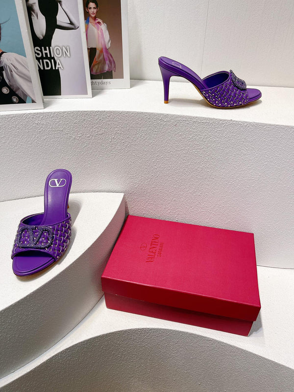 VT High Heeled Sandals Purple Sheepskin 292792