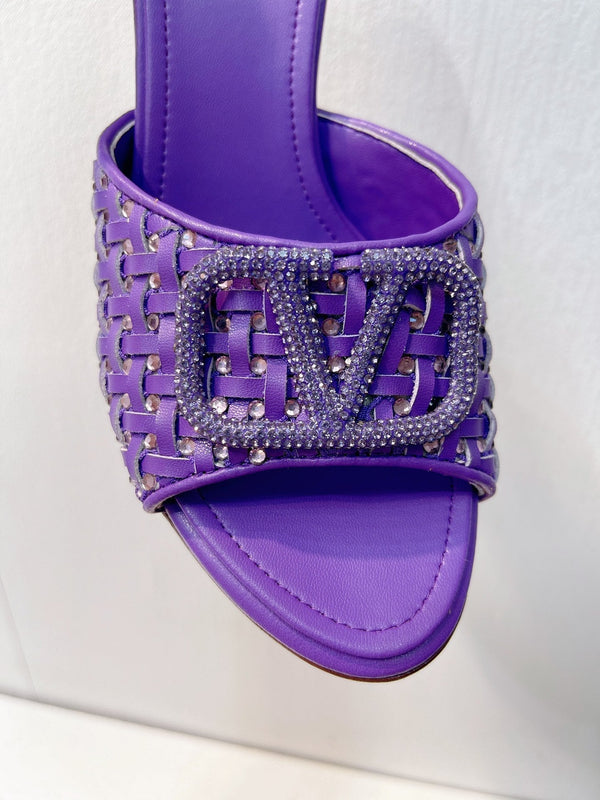 VT High Heeled Sandals Purple Sheepskin 292792