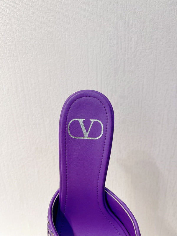 VT High Heeled Sandals Purple Sheepskin 292792