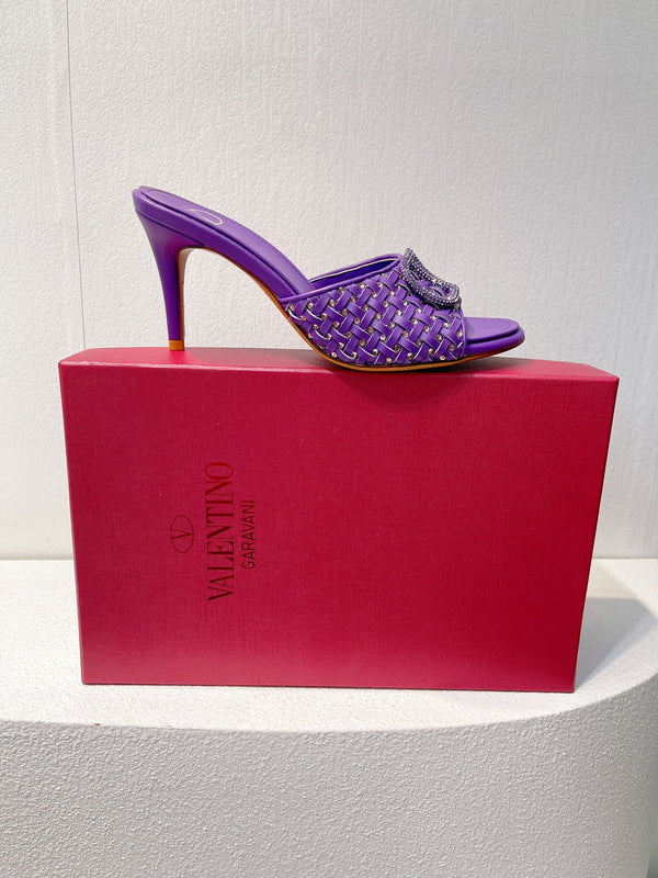 VT High Heeled Sandals Purple Sheepskin 292792