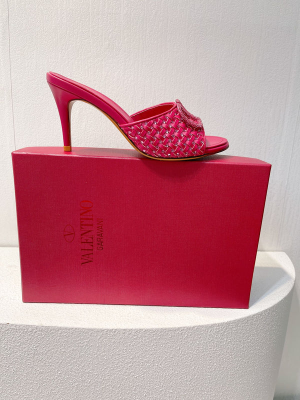 VT High Heeled Sandals Fuchsia Pink Sheepskin 292793