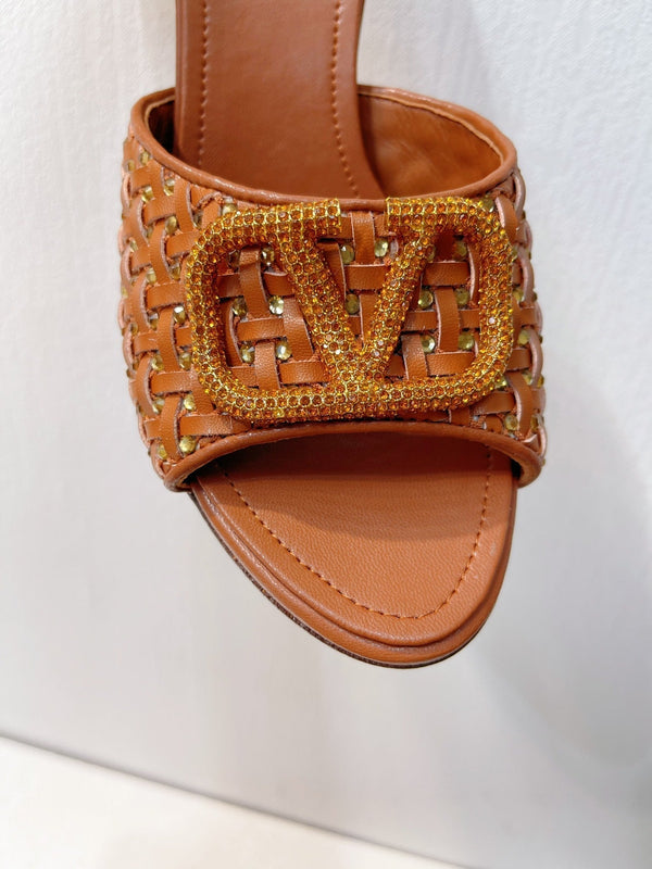 VT High Heeled Sandals Brown Sheepskin 292794