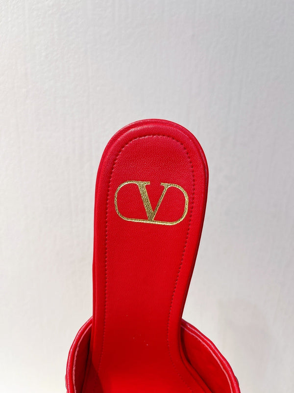 VT High Heeled Sandals Red Sheepskin 292797