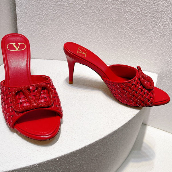 VT High Heeled Sandals Red Sheepskin 292797