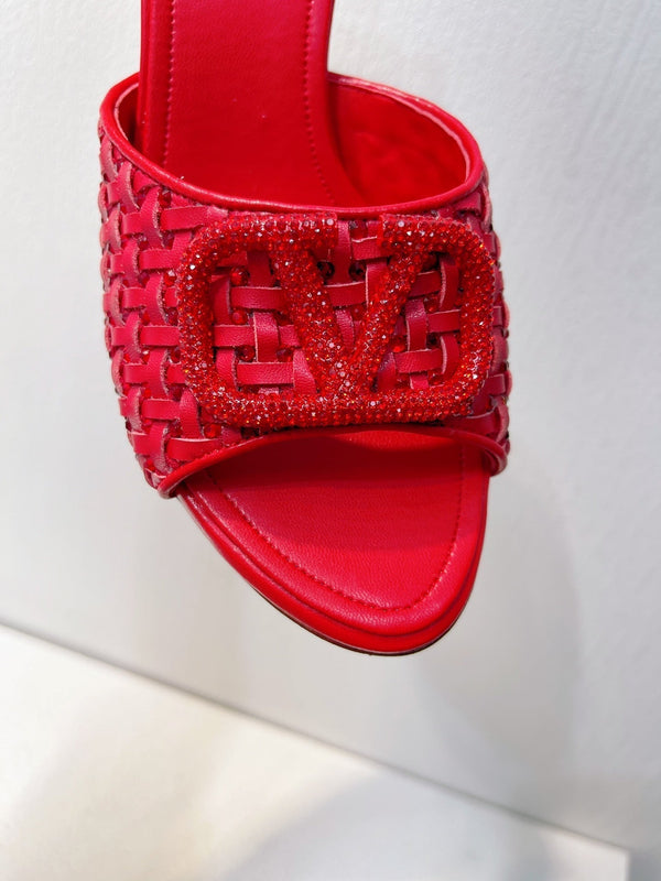 VT High Heeled Sandals Red Sheepskin 292797