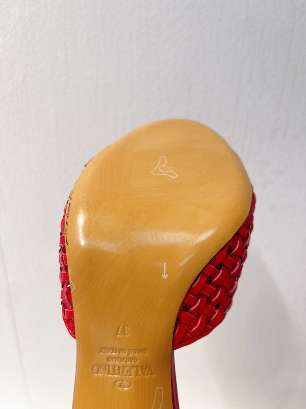 VT High Heeled Sandals Red Sheepskin 292797