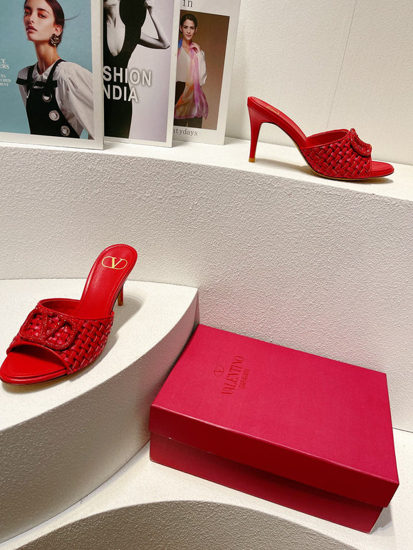 VT High Heeled Sandals Red Sheepskin 292797