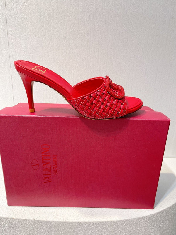 VT High Heeled Sandals Red Sheepskin 292797