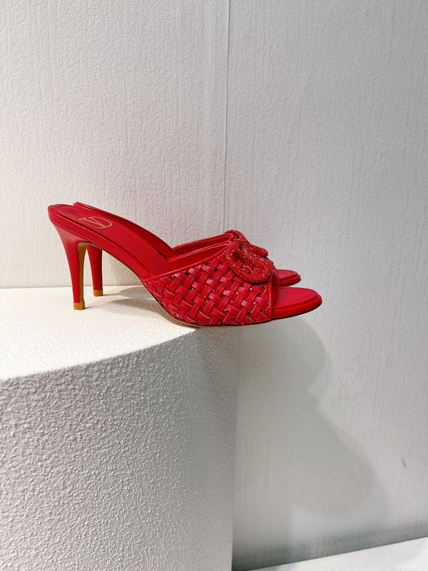 VT High Heeled Sandals Red Sheepskin 292797