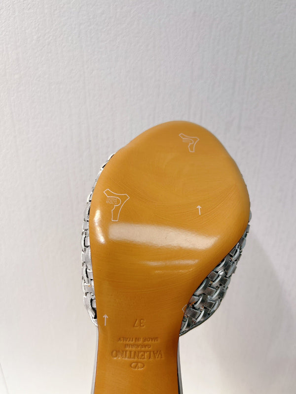 VT High Heeled Sandals Silver Sheepskin 292798