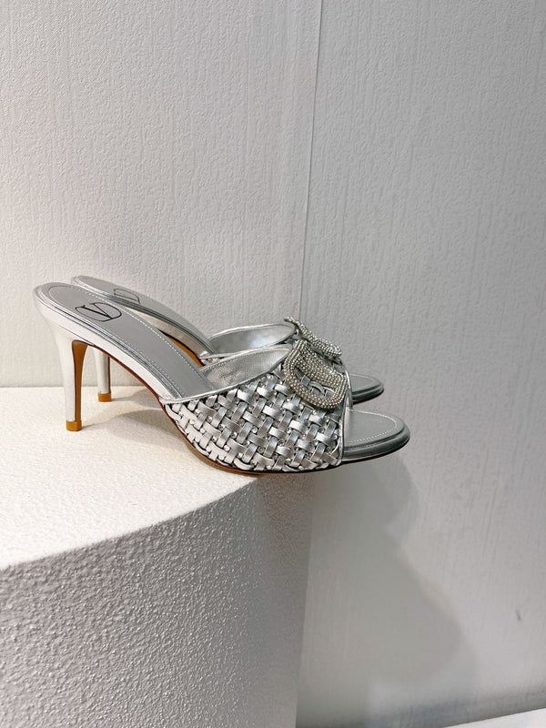 VT High Heeled Sandals Silver Sheepskin 292798
