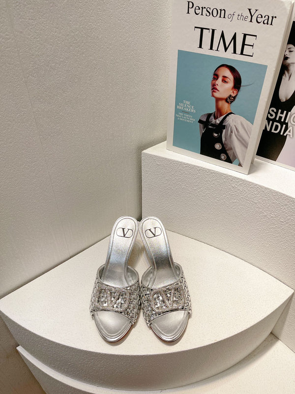 VT High Heeled Sandals Silver Sheepskin 292798