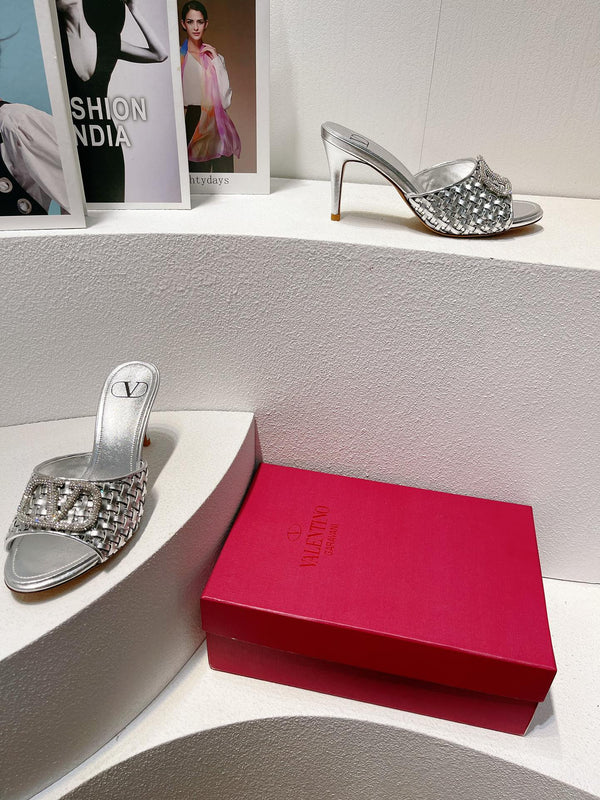 VT High Heeled Sandals Silver Sheepskin 292798