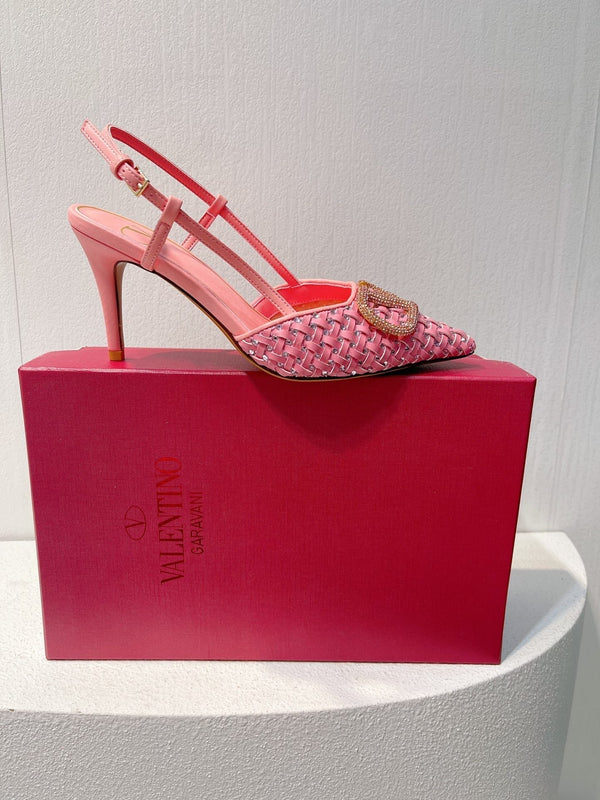 VT High Heeled Slingbacks Pink Sheepskin 292802