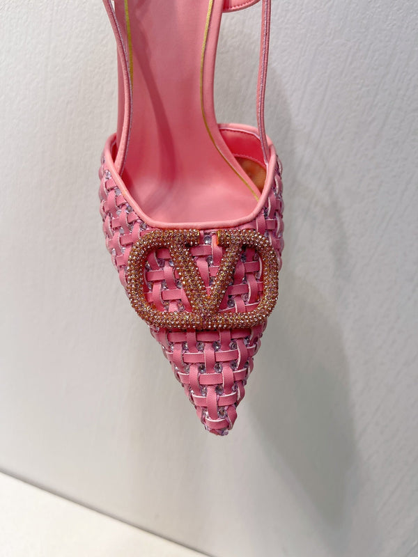 VT High Heeled Slingbacks Pink Sheepskin 292802