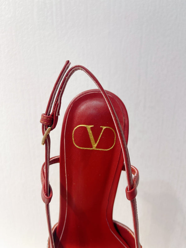 VT High Heeled Slingbacks Red Sheepskin 292816