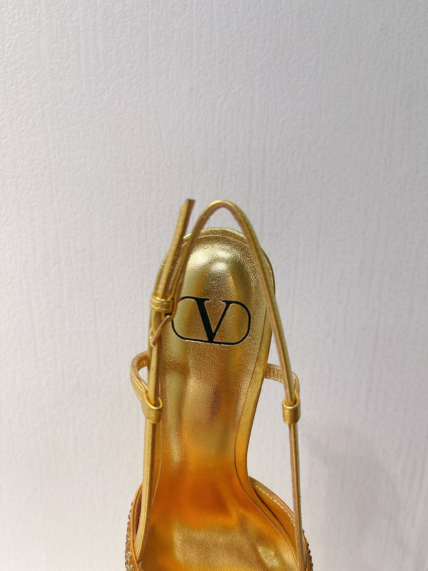 VT High Heeled Slingbacks Gold Sheepskin 292820