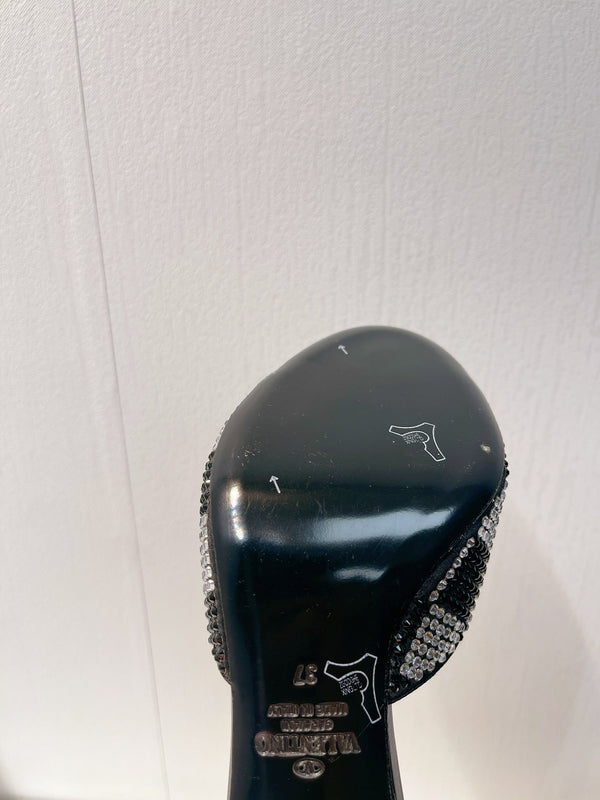 VT High Heeled Sandals Black Sheepskin 292831