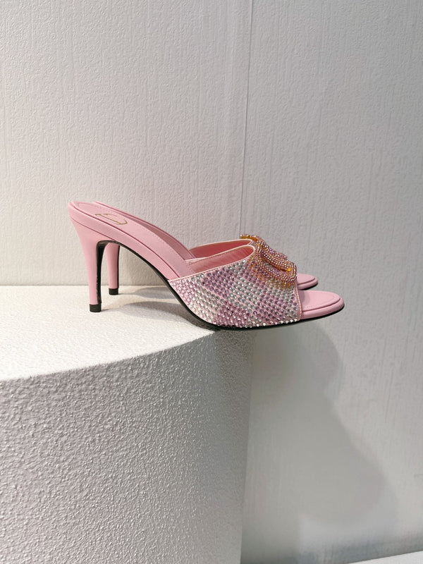 VT High Heeled Sandals Pink Sheepskin 292834