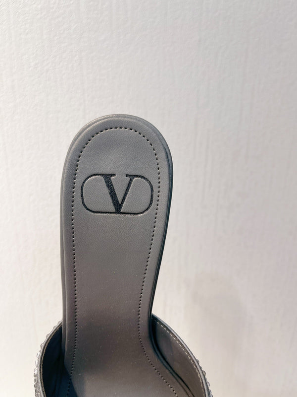 VT High Heeled Sandals Black Silver Sheepskin 292835