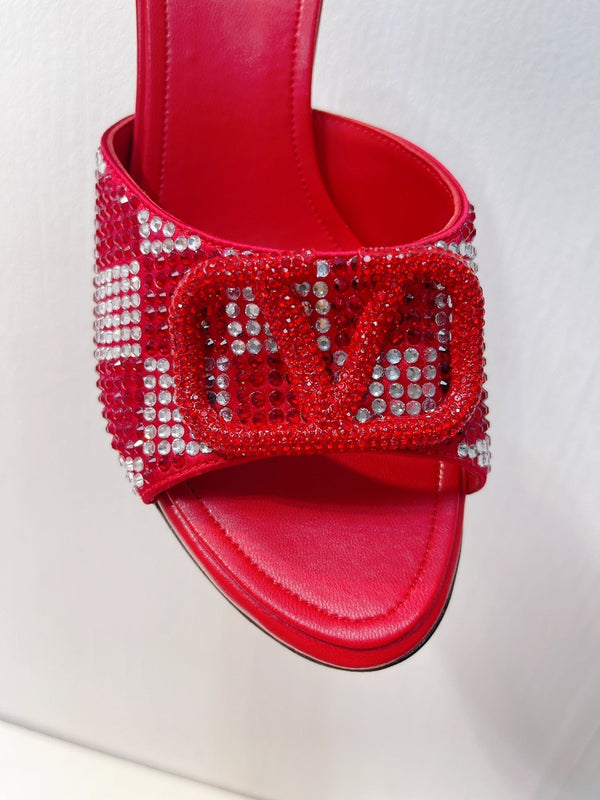 VT High Heeled Sandals Cherry Red Sheepskin 292838