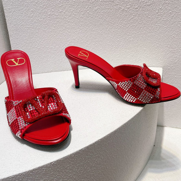 VT High Heeled Sandals Cherry Red Sheepskin 292838