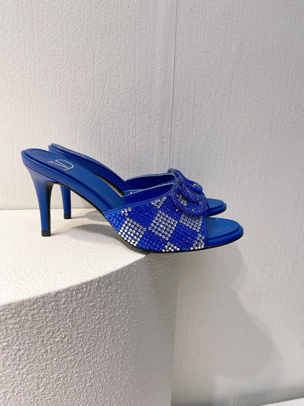 VT High Heeled Sandals Blue Sheepskin 292839