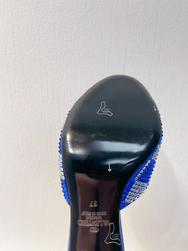 VT High Heeled Sandals Blue Sheepskin 292839