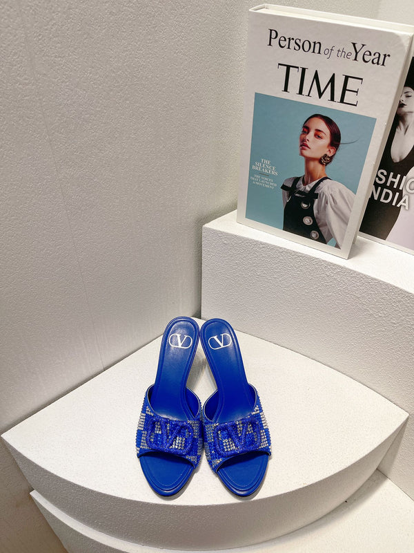 VT High Heeled Sandals Blue Sheepskin 292839