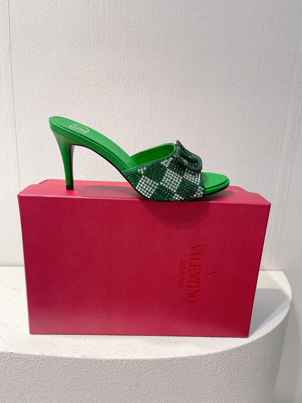 VT High Heeled Sandals Green Sheepskin 292840