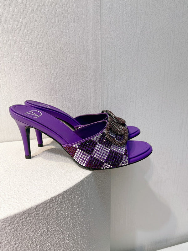 VT High Heeled Sandals Purple Sheepskin 292841