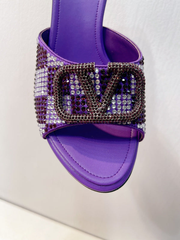 VT High Heeled Sandals Purple Sheepskin 292841